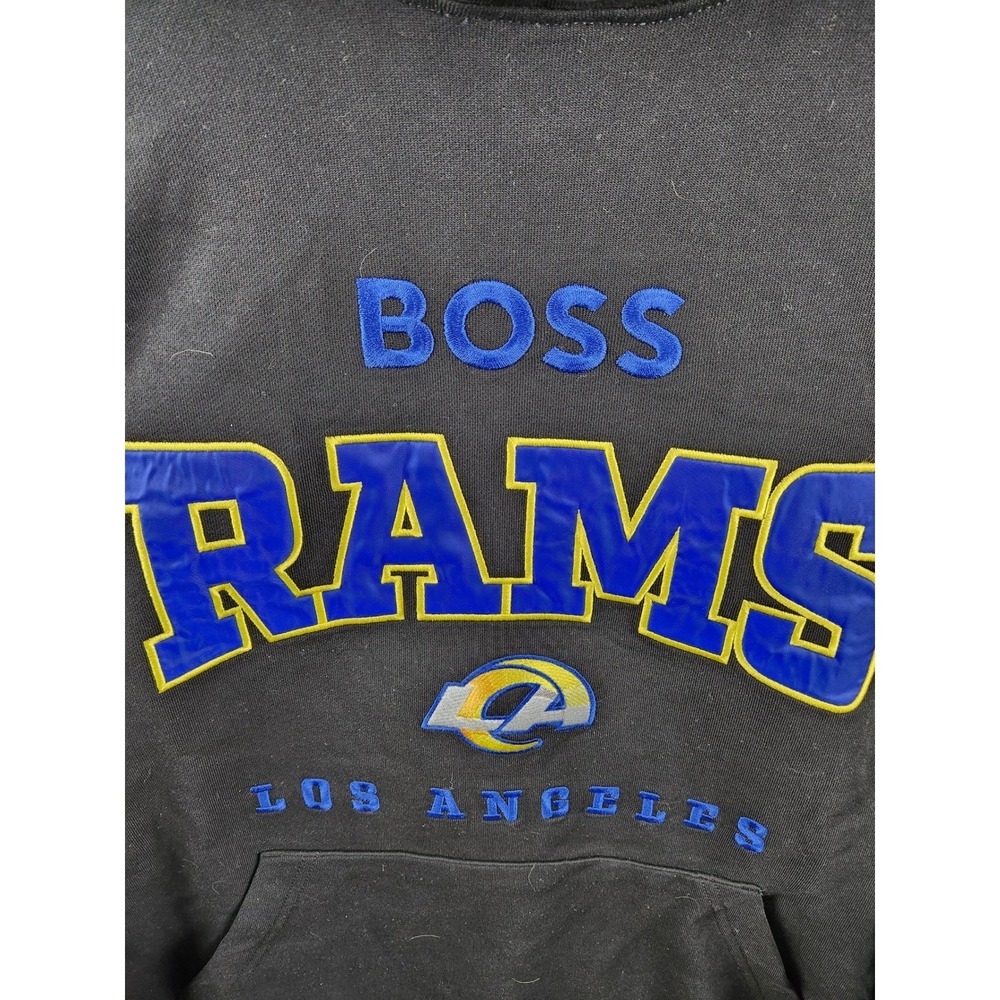 BOSS x NFL Los Angeles Rams Hoodie Black Pullover Logo Men's Size M - NWT - Picture 6 of 15
